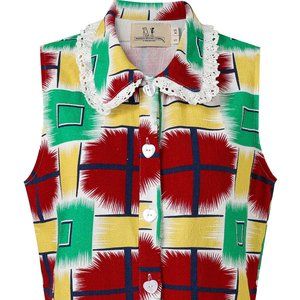 Fashion Brand Company Jumbo Plaid Summer Love Linen Tank